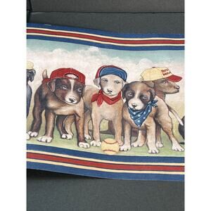 Baseball Dogs Wallpaper Border 5 Yards Puppies Sports Playroom Bedroom